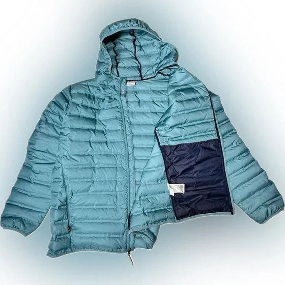 Columbia Men's Silver Falls Down Hooded Jacket Teal. size XXL PreLoved - Picture 5 of 9